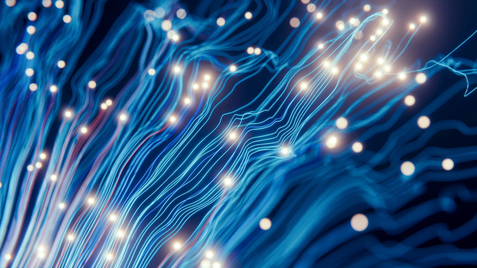Glowing blue neural data flow lines representing fast AI-driven data processing and vector database operations